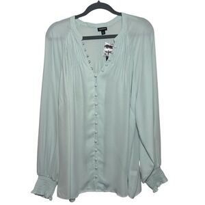 Torrid Georgette Smocked Blouson Sleeve Top Harbor Gray Size 2X NWT‎